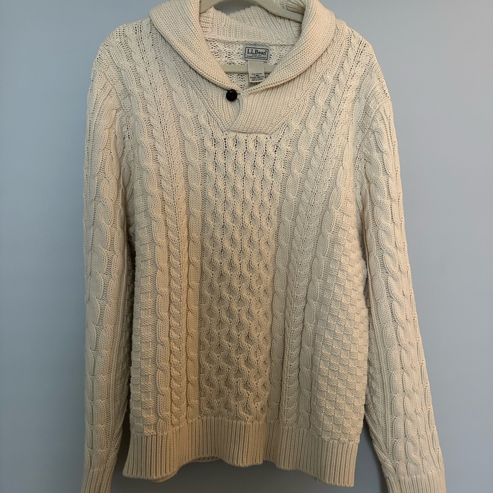 L.L. Bean Women's Cream Cable Knit Sweater